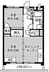ビレッジハウス向台タワー　1号棟 7階2DKの間取り