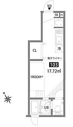 テラッツア久我山 ワンルームの間取図画像