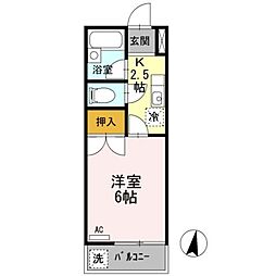 深大寺ローズハイツ 1Kの間取図画像