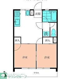 国分寺ビレッジ 2DKの間取図画像