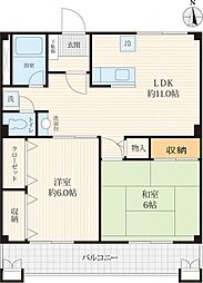 グリーンハイツ 2LDKの間取図画像
