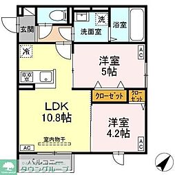 セレスティア南田中 2LDKの間取図画像