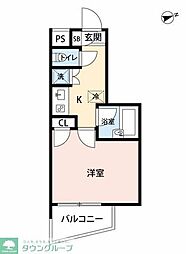 パレ・ホームズ高井戸2 1Kの間取図画像