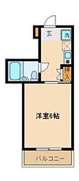 パースサイド 1Kの間取図画像
