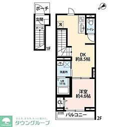 Amour八幡 1DKの間取図画像