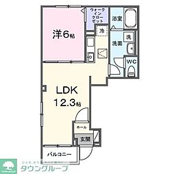 清瀬市旭が丘6丁目アパート 1LDKの間取図画像