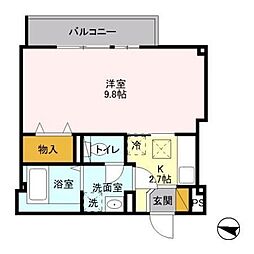 パルクヴィラージュK 1Kの間取図画像