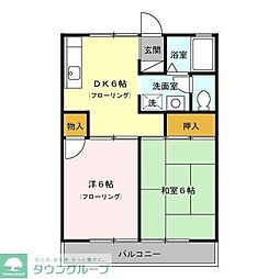 セジュール・三鷹 2DKの間取図画像