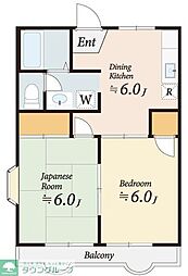 リヴェール調布 2DKの間取図画像