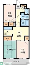 プライムアーバン武蔵小金井 3DKの間取図画像