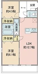 エルメゾン学園東 2LDKの間取図画像
