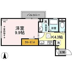 セントバーバラ国立 1Kの間取図画像