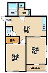 ル・サンミル 2DKの間取図画像