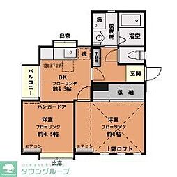 ハーモニープレイスA 2DKの間取図画像