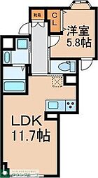 小田急小田原線 東北沢駅 徒歩3分の賃貸マンション 1階1LDKの間取り