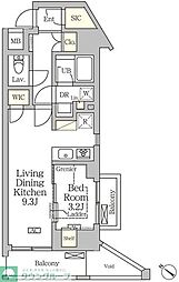 アジールコート松濤 12階1LDKの間取り