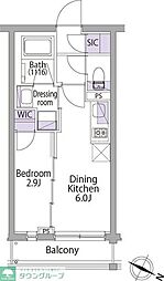 東京メトロ千代田線 代々木上原駅 徒歩4分の賃貸マンション 3階1DKの間取り