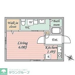 東急田園都市線 三軒茶屋駅 徒歩13分の賃貸マンション 4階1Kの間取り