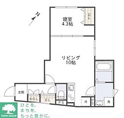 東急世田谷線 三軒茶屋駅 徒歩9分の賃貸マンション 3階1LDKの間取り