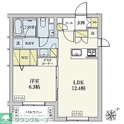 東急池上線 旗の台駅 徒歩5分の賃貸アパート 1階1LDKの間取り