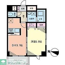 都営大江戸線 西新宿五丁目駅 徒歩3分の賃貸マンション 4階1LDKの間取り