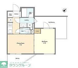 JR山手線 代々木駅 徒歩5分の賃貸マンション 4階1DKの間取り