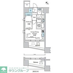 デュオフラッツ池尻大橋 1LDKの間取図画像