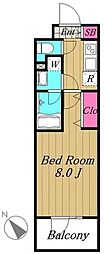 ジェノヴィア三軒茶屋グリーンヴェール 1Kの間取図画像