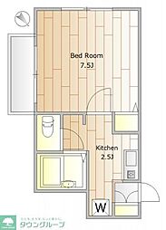 ヒルズ武蔵小山 1Kの間取図画像