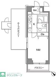 カスタリア中目黒 1Kの間取図画像