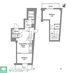 ザ・レジデンス用賀 2LDKの間取図画像