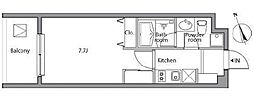 レジディア祐天寺 1Kの間取図画像