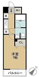 レジディア島津山 1Kの間取図画像