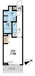 パシフィックコート目黒南 1Kの間取図画像