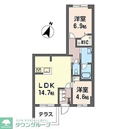 クレスト池田山 2LDKの間取図画像