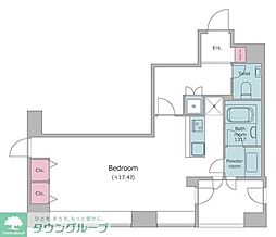 レジディアタワー麻布十番 ワンルームの間取図画像