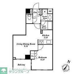 SPACIA三軒茶屋弐番館 1LDKの間取図画像