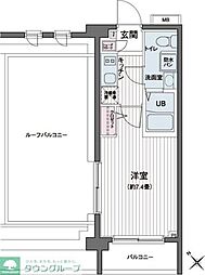 エコロジー都立大学レジデンス 1Kの間取図画像