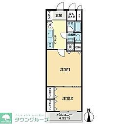 ライオンズマンション白金第2 2Kの間取図画像