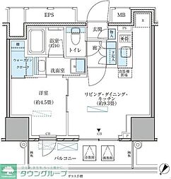 パークアクシス五反田スカイタワー 1LDKの間取図画像