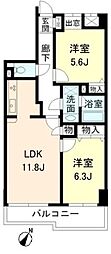 KDXレジデンス二子玉川 2LDKの間取図画像