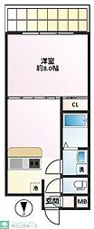 イーストバリュー弦巻 1DKの間取図画像