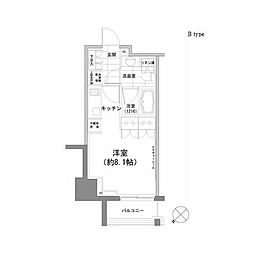 パークハビオ渋谷 ワンルームの間取図画像
