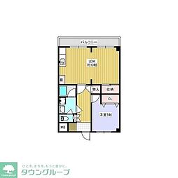 赤堤山渓ハイツ 1LDKの間取図画像