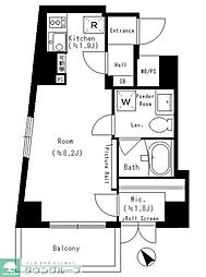 レジディア恵比寿 ワンルームの間取図画像