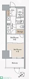 クロスレジデンス高田馬場 2Kの間取図画像