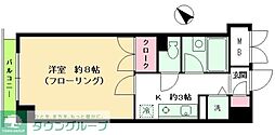 クレール目黒 1Kの間取図画像