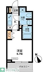 パシフィックコート目黒南 1Kの間取図画像