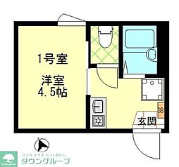 あおばトラスト新中野 1階1Kの間取り