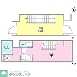 ル・トラン代々木公園 1階1LDKの間取り